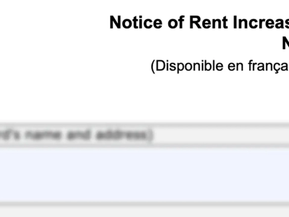 An image of the N1 form which is a form on how to increase rent in Ontario.
